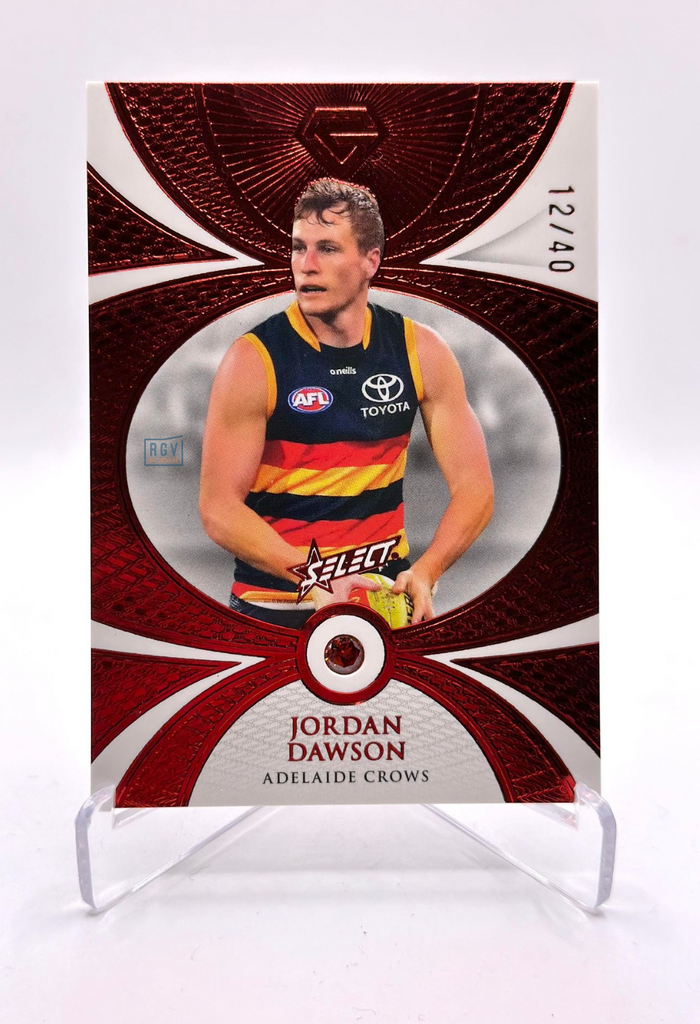 Jordan Dawson GEM Ruby 'Jumper Number' 12/40 - 2023 AFL Select GEM Football