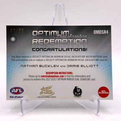 Collingwood Dual Signature Redemption (Buckley & Elliott) 01/50 LOW - 2022 AFL Select Optimum